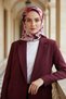 100% Twill Silk Tie-Dye Patterned Burgundy - Gray Colored 90X90 Scarf Planting Shape: Hand Sewing - 2