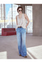 Straight Wide Leg Low Waist Jeans Cotton with Pockets - Loose Straight Jeans - 2
