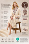 Fiore Women's Bathrobe 100% Certified Cotton, 1 Piece, Floral Patterned Shawl Collar Bathrobe / Dressing Gown - Cream - 4
