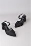 Seç 1533 Lace-Up Heel Shoes (Heel Height:7 cm) Black Satin - 7