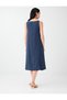 Navy Blue V-Neck Relaxed Fit Sleeveless Woven Dress - 5