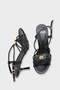 Women's Gold Buckle Detailed Thin Strap Heeled Sandals Limes Black - 4