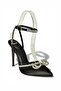 Black Satin Fabric Stone-Embellished Women's Heeled Shoes K654051204 - 6