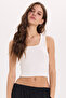 Women's Slim Fit Narrow Cut Thick Strap Square Neck Ecru Athlete Blouse - 6