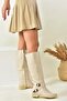 Beige Short Heeled Women's Boots E726203409
