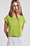 Basic Crew Neck Women's T-Shirt with Folded Sleeves - 2