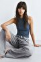 3 Pieces of Ribbed Fitted Viscose Blended Strappy T-Shirt - 8