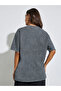 Acid Washed Oversized T-Shirt with Print Detail - 5