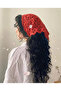 Red Color Bandana, Hand Knitted Bandana - 4