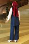 Belt Detail Double Denim Set Dark Blue 19232 - 4