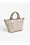 Beige Straw Women's Letter Model Hand and Shoulder Bag - 4