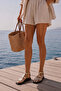 Gold Color Genuine Leather Thin Strap Ankle Buckle Women's Sandals - 4