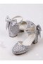 Girl's Silver Color Bowknot Comfortable Heeled Stylish Evening Dress Shoes - 3