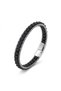 Onyx Natural Stone Wicker Weave Chain Men's Steel Bracelet - 21 cm - 5