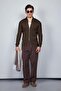 Men's Slim Fit Mock Neck Zippered Cardigan Brown - 3