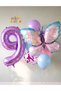 Blue Pink Butterfly 9 Years Old Purple Number Balloon Set Butterfly Concept Birthday Balloon Set