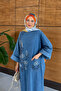 Women's Beaded and Embroidered Bat Sleeve Denim Dress - 6