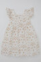 Girl's Dress with Patterned Back and Zipper Detail, Ages 8-12, Ecru - 5