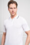 Men's White Trend Polo Neck Dynamic Fit Relaxed Cut T-Shirt - 4