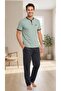 Men's Short Sleeve Pajama Set – Modern Design Comfortable Home Wear Set 18-86