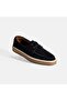 Men's Navy Blue Lace-Up Suede Casual Shoes - 5