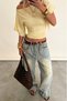 Women's Boat Neck Bat Sleeve Gathered Waist Textured Casual Stylish Crop Blouse - 2