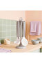 Beige 7 Piece Silicone Serving Set with Stand - 8