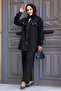 Hooded Black Hijab Double Set 20121S