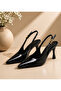 Black Patent Leather Pointed-Toe Open-Back Women's Evening Shoes - 2