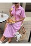 Girl's Pink Striped Lycra Dress |   Front-Buttoned, Pleated at the Waist, Stylish Dress for Everyday Wear and Holidays. - 7