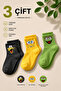 3 Pairs of Colorful Patterned Unisex Socks Cotton Soft Textured College Socks
