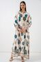 Bdart Ethnic Patterned V-Neck Buttoned Maxi Dress