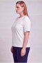 Hscstore Women's Crew Neck Large Size White T-shirt - O4054 - 4