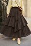 Gathered Layered Bitter Brown Voile Skirt - 3