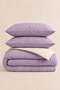 Drawstring Double Lilac-Cream Cotton Duvet Cover Set (Without Sheet) - 4