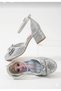 Girls' Princess Silver Color Short Heeled Evening Dress Shoes - 4