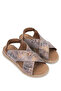 Women's Vegan Beige Flat Sandals - 2