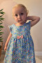 Baby Girl Dress with Bodice, Floral Pattern and Bow, 9 Months-3 Years, Blue - 3