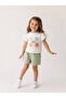 Girls' Floral Patterned Printed Ruffle Sleeve Casual Shorts Set - 3