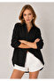 Black Muslin Washed Oversize Cotton Shirt |   Ek100165030
