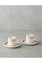 Seris Bone Porcelain 4-Piece 2-Person Coffee Cup Set 90 ml Pink - Yellow