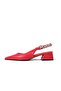 Sophie Red Color Open Back Stone Banded Women's Short Heeled Shoes - 7