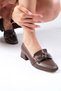 Viola Brown Blunt Toe Women's Low Heeled Shoes - 5