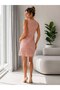 Women's Crew Neck Textured Floral Appliqué Mini Dress 25100 - 6