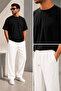 Men's Premium Combed Cotton T-Shirt Crinkle Fabric Tracksuit Top and Bottom Set