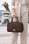 Brown Square Form Women's Clutch Bag |   Brown Mt1559