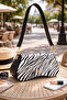 White Gold Buckled Zebra Patterned Women's Shoulder Bag |   White Mt1606 - 3