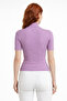 Striped Half Fisherman Short Sleeve Knitwear Blouse - 2