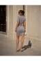 Low Waist Gathered Short Sleeve Dress 582997 Gray - 4