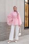 Hakim Collar Belted Lined Spanish Sleeve Oversize Lyocell Tunic - Pink - 4